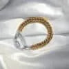 18K Gold Plated Stainless Steel Women's Bracelet Polished Cuban Chain Two-tone Thick Carabiner Bracelet for Women