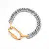 18K Gold Plated Stainless Steel Women's Bracelet Polished Cuban Chain Two-tone Thick Carabiner Bracelet for Women