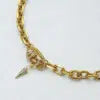 Gold Plated Oval Link Spring Clasp Full Zirconia Charm Necklace Jewelry Women