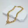 Gold Plated Oval Link Spring Clasp Full Zirconia Charm Necklace Jewelry Women