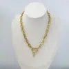 Gold Plated Oval Link Spring Clasp Full Zirconia Charm Necklace Jewelry Women